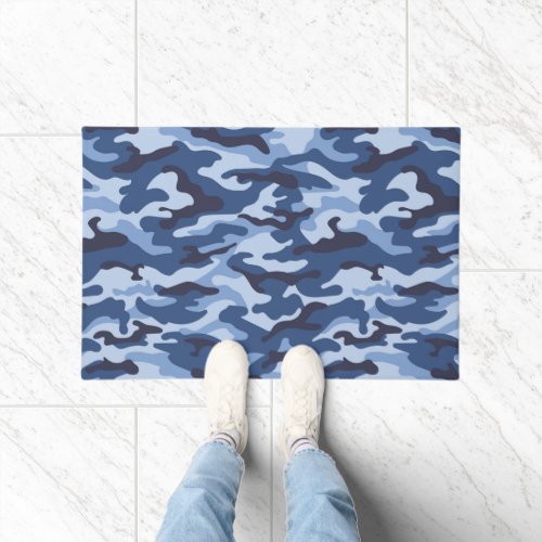 Dark Blue Camouflage Pattern Doormat