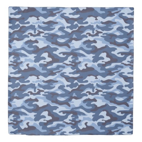 Dark Blue Camouflage Pattern Duvet Cover
