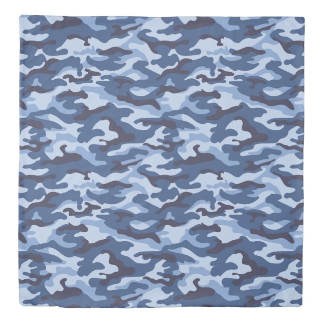 Dark Blue Camouflage Pattern Duvet Cover (Front)