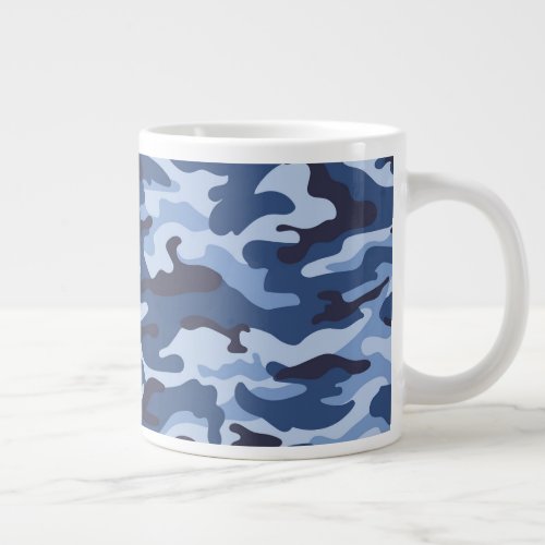Dark Blue Camouflage Pattern Giant Coffee Mug