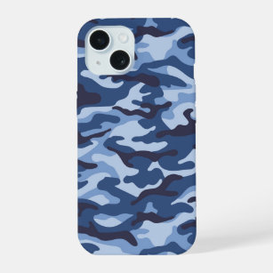 Dark Blue Camouflage Pattern iPhone 15 Case