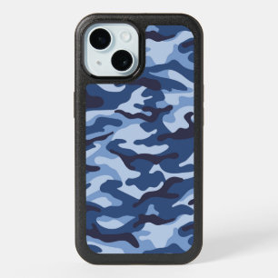 Dark Blue Camouflage Pattern iPhone 15 Case