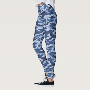 Dark Blue Camouflage Pattern Leggings