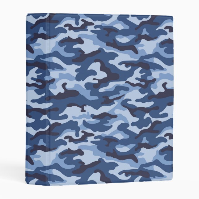 Dark Blue Camouflage Pattern Mini Binder (Front/Spine)