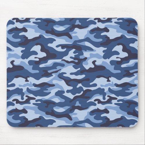 Dark Blue Camouflage Pattern Mouse Pad