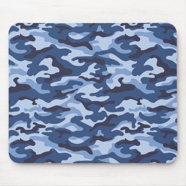 Dark Blue Camouflage Pattern Mouse Pad (Front)