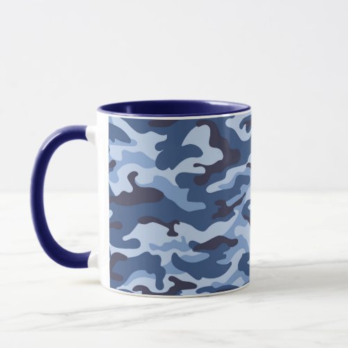 Dark Blue Camouflage Pattern Mug