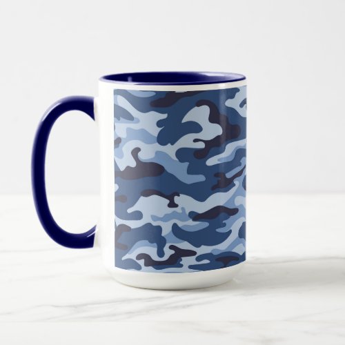 Dark Blue Camouflage Pattern Mug