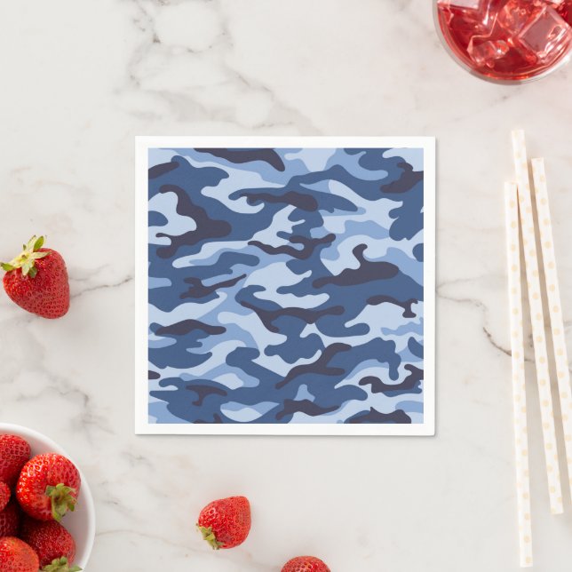 Dark Blue Camouflage Pattern Napkins (Insitu)