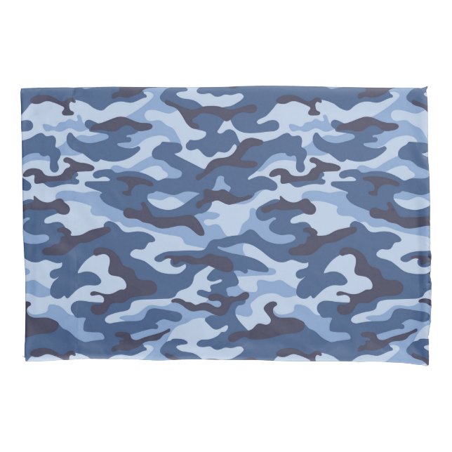Dark Blue Camouflage Pattern Pillow Case (Front-Left)