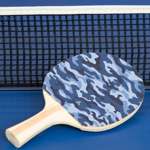 Dark Blue Camouflage Pattern Ping Pong Paddle