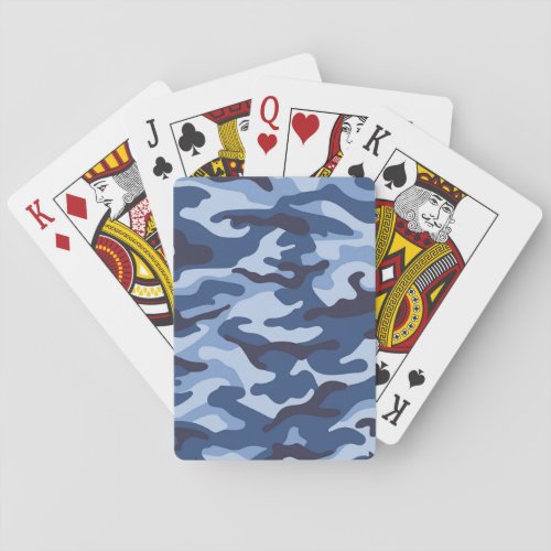 Dark Blue Camouflage Pattern Playing Cards