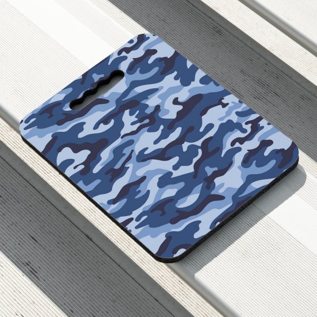 Dark Blue Camouflage Pattern Seat Cushion (In Situ)