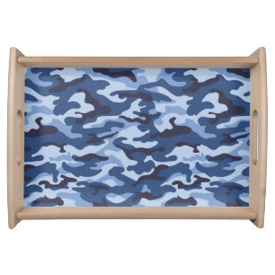 Dark Blue Camouflage Pattern Serving Tray