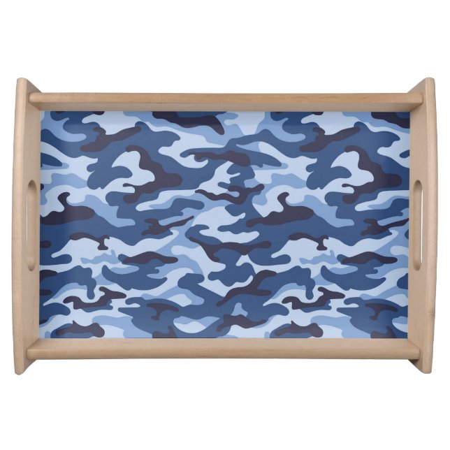 Dark Blue Camouflage Pattern Serving Tray (Front)