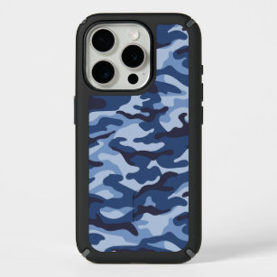 Dark Blue Camouflage Pattern iPhone 15 Pro Case