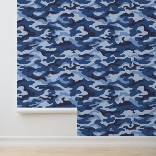 Dark Blue Camouflage Pattern Wallpaper