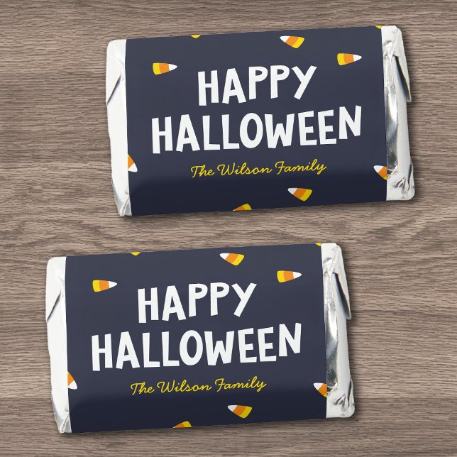 Dark Blue Candy Corn Pattern Happy Halloween Hershey's Miniatures (Creator Uploaded)