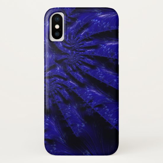 Dark Blue Carved Lapis Stone Look Fractal Art iPhone X Case
