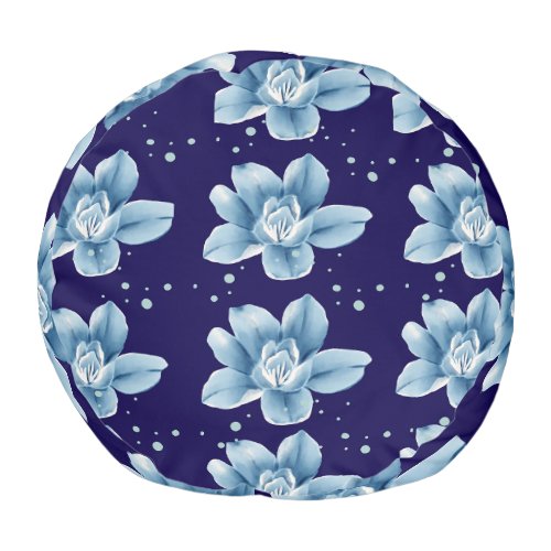 Dark blue celestial floral pattern  pouf