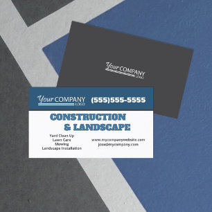 Dark Blue, Charcoal Gray, White Logo Business Card