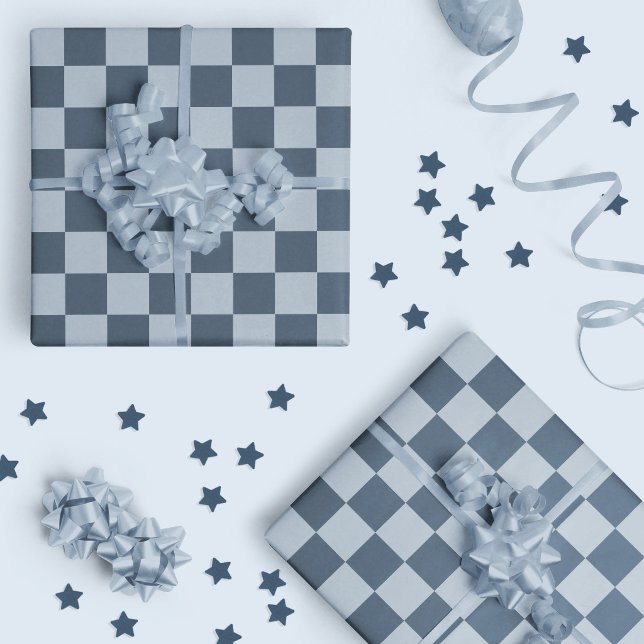 Dark Blue Checker Checkerboard Checkered 00s 90s Wrapping Paper (Creator Uploaded)