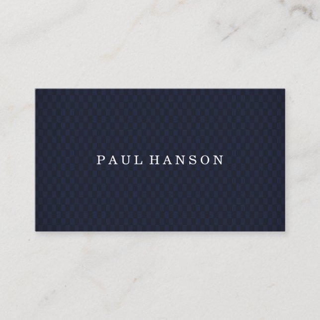 Dark Blue Checkered Business Card (Front)