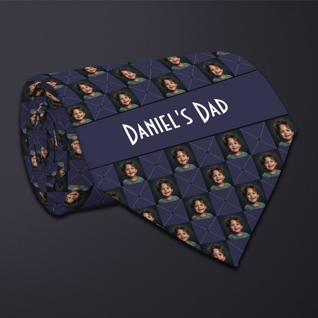 Dark Blue Checkered Photo Neck Tie (Creator Uploaded)