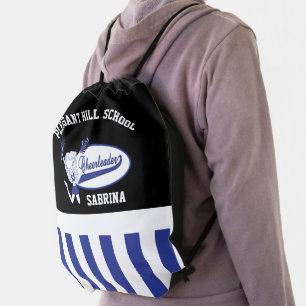 Dark Blue Cheerleader Drawstring Bag