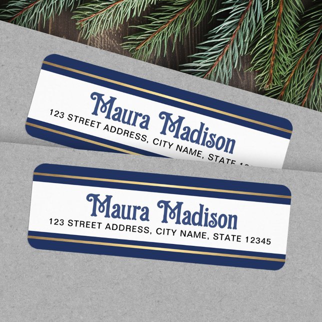 Dark blue Christmas holiday return address Label (Dark blue Christmas holiday return address Label)