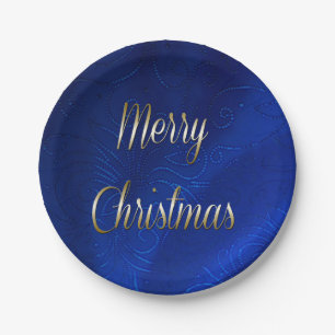 Dark Blue Christmas Paper Plates
