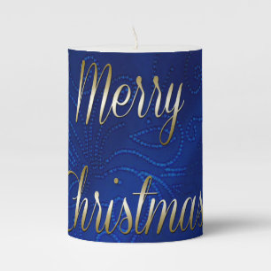 Dark Blue Christmas Pillar Candle