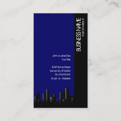 dark blue cityscape business card template
