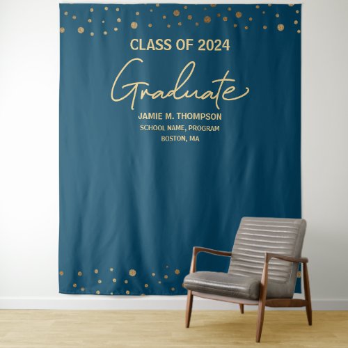 Dark Blue Class of 2024 backdrop graduation