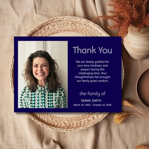 Dark Blue Classic Photo Funeral Sympathy