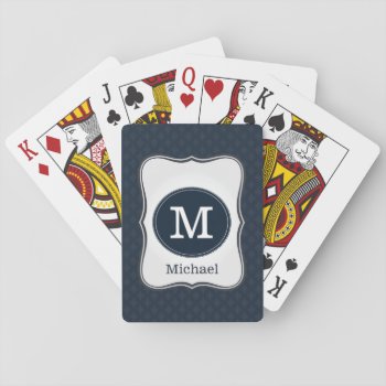 Dark Blue Classy Custom Monogram Playing Cards by MagnificentMonograms at Zazzle