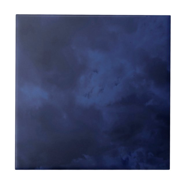 Dark blue clouds ceramic tile (Front)