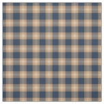 Dark Blue Coffee Tan Brown Tartan Squares Pattern Fabric
