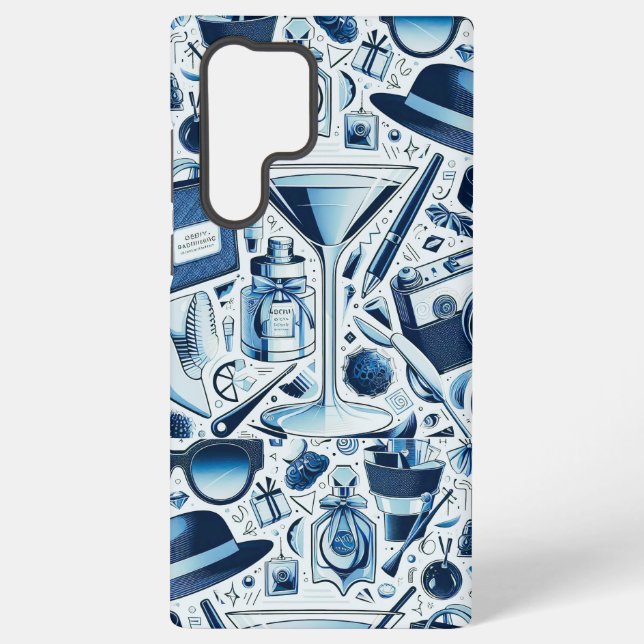 Dark Blue Collage Chic and Modern Design Samsung Galaxy Case (Back)