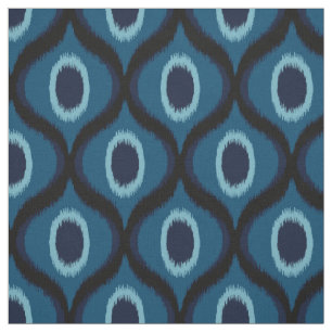 Dark blue color moroccan ikat design fabric