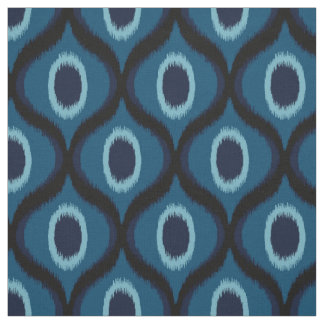 Dark blue color moroccan ikat design fabric