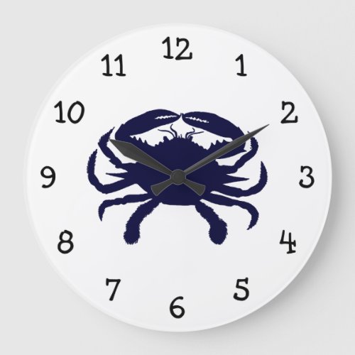 Dark Blue Crab Large Clock