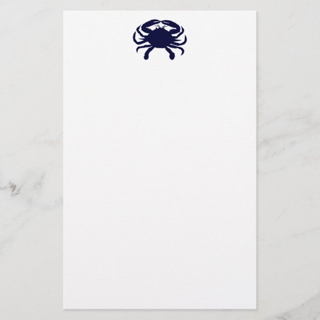 Dark Blue Crab Stationery (Front)