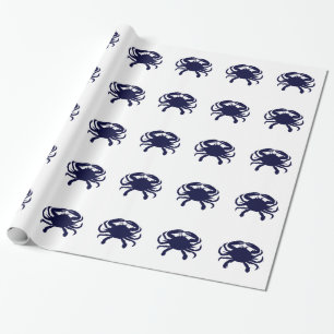 Dark Blue Crab Wrapping Paper