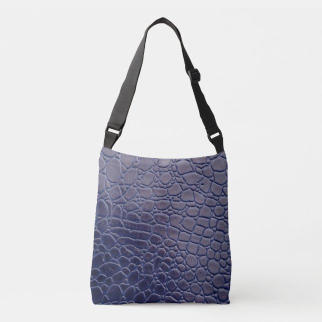 Dark blue Crocodile leather print Crossbody Bag (Front)