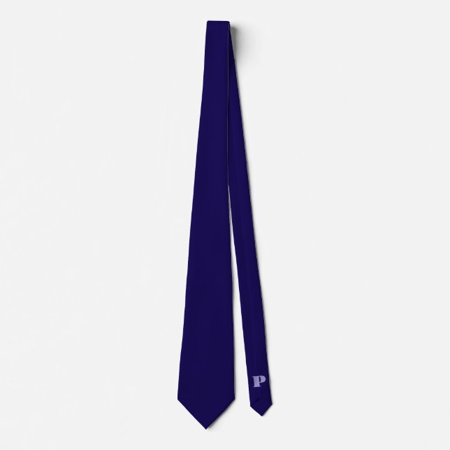 Dark Blue Custom Letter P Gravitas Font Business  Neck Tie (Front)