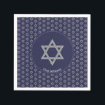 Dark Blue Customizable | STAR OF DAVID Paper Napkins<br><div class="desc">Elegant dark blue STAR OF DAVID Paper Napkins, showing with faux silver Magen David in a tiled pattern. At the center, there is an image of a larger Star of David, which is CUSTOMIZABLE, so you can upload your own image. Underneath, the text reads CHAG SAMEACH. This is also customizable...</div>