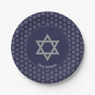 Dark Blue Customizable STAR OF DAVID Paper Plates