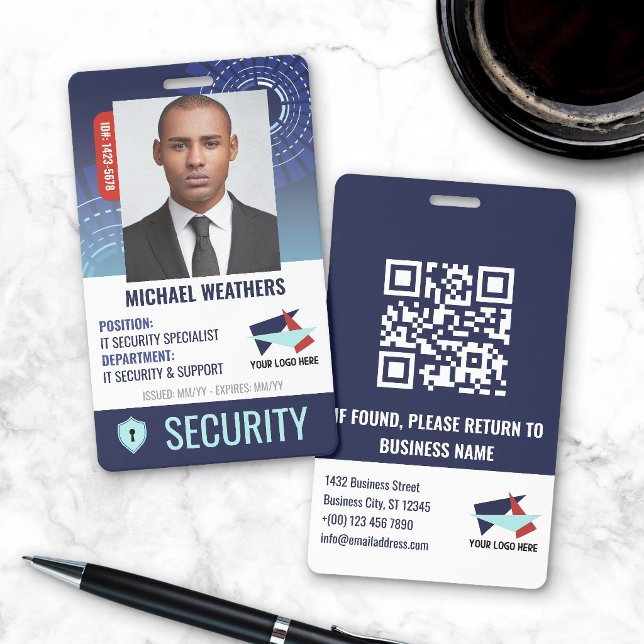Dark Blue Cyber Security Shield Employee ID Badge (Creator Uploaded)