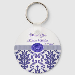 Dark blue Damask, gemstone picture Keychain